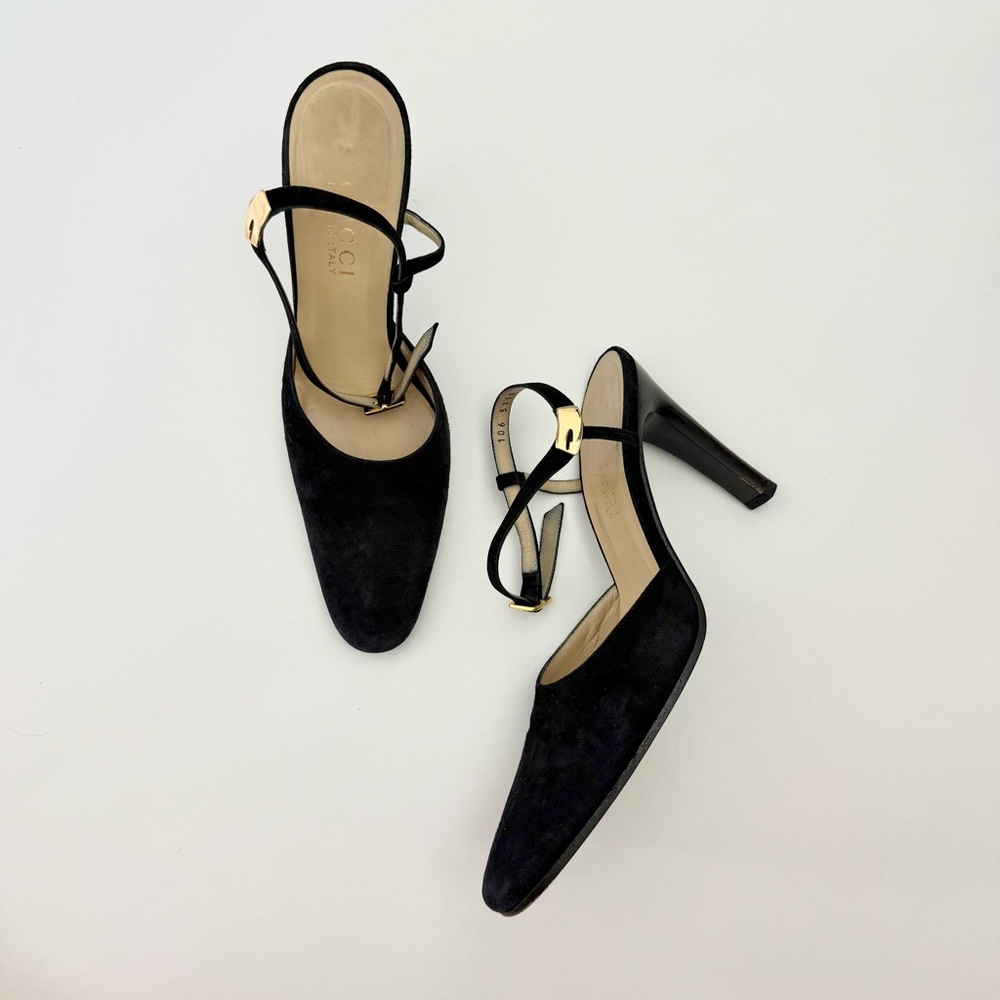 Vintage Gucci Black Suede Heels Tom Ford Era